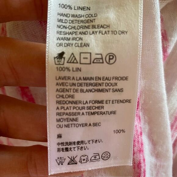 Tommy Bahama Linen V-Neck Sleeveless Burnout Top Pink White Stripe Women's XS/TP - Picture 9 of 10